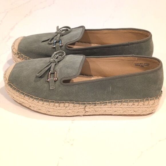 Talbots Quinn Horsebit Bow Suede Platform Espadrilles Slip On Shoes In Sagebrush - Picture 3 of 10